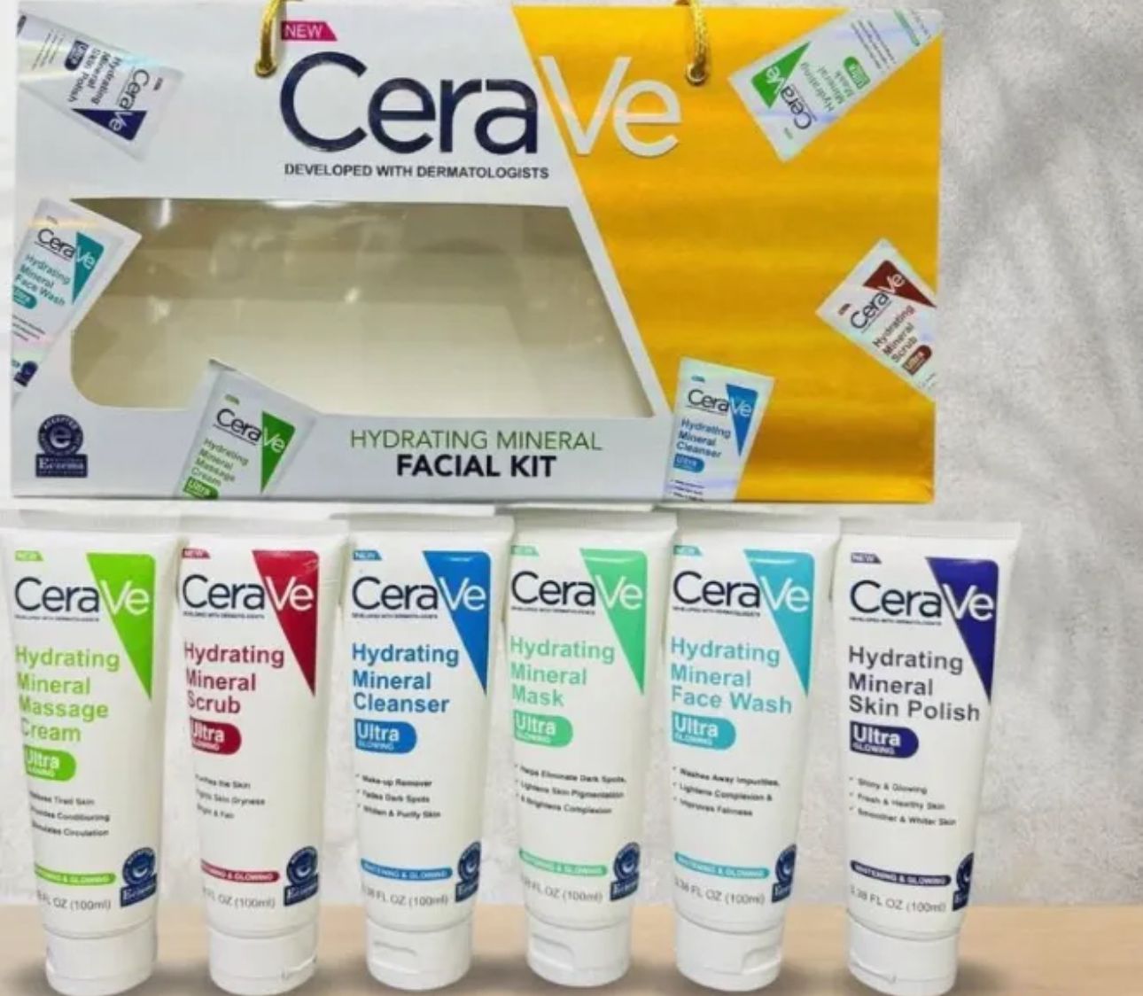 cerave 6 in 1 hydrating mineral facial kit for deep cleansing, brightening and glowing skin cerave 6 in 1 hydrating mineral facial kit for deep cleansing, brightening and glowing skin